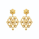 Boucles d’oreilles pendantes fleur et rosace filigranée en acier PVD doré