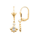Boucles d’oreilles pendantes fleur de zircons et goutte en plaqué or