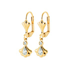 Boucles d’oreilles pendantes fleur de zircons et goutte en plaqué or