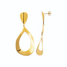 Boucles d’oreilles pendantes goutte ajourée martelée en acier PVD doré