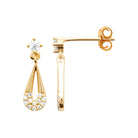 Boucles d’oreilles pendantes goutte ajourée pavée de zircons en plaqué or