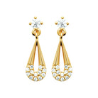 Boucles d’oreilles pendantes goutte ajourée pavée de zircons en plaqué or