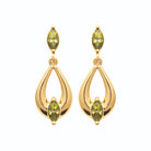 Boucles d’oreilles pendantes goutte ajourée et pierres vertes en plaqué or