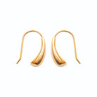 Boucles d’oreilles pendantes goutte allongée en plaqué or, vue de profil