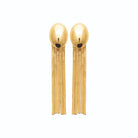 Boucles d’oreilles pendantes goutte bombée et frange de chaînettes en acier PVD doré