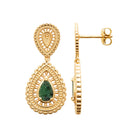 Boucles d’oreilles pendantes goutte ciselée et jaspe en plaqué or