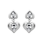Boucles d’oreilles pendantes goutte et cœur perlés de zircons en argent 925 rhodié