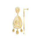 Boucles d’oreilles pendantes goutte en fils et pampilles en acier PVD doré