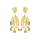 Boucles d’oreilles pendantes goutte en fils et pampilles en acier PVD doré