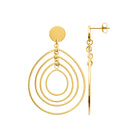 Boucles d’oreilles pendantes gouttes concentriques en fils en acier PVD doré