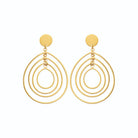 Boucles d’oreilles pendantes gouttes concentriques en fils en acier PVD doré
