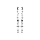 Boucles d’oreilles pendantes longue ligne de zircons alternés en argent 925 rhodié
