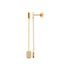Boucles d’oreilles pendantes longues chaînes et plaque pavée de zircons en plaqué or