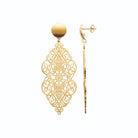 Boucles d’oreilles pendantes losange de dentelle ajourée en acier PVD doré