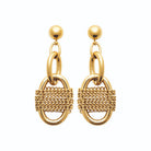 Boucles d’oreilles pendantes maillons et anneau tressé en acier PVD doré