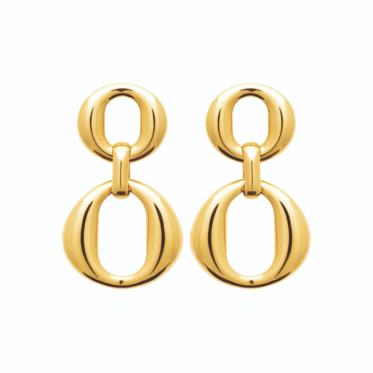 Boucles d’oreilles pendantes maillons ovales en acier PVD doré