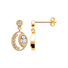 Boucles d’oreilles pendantes médaillon ovale ajouré et zircon en plaqué or