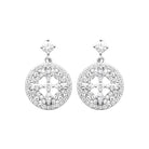 Boucles d’oreilles pendantes médaillon rond ajouré de zircons en argent 925 rhodié