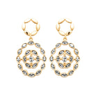 Boucles d’oreilles pendantes médaillon rosace et maillons en plaqué or