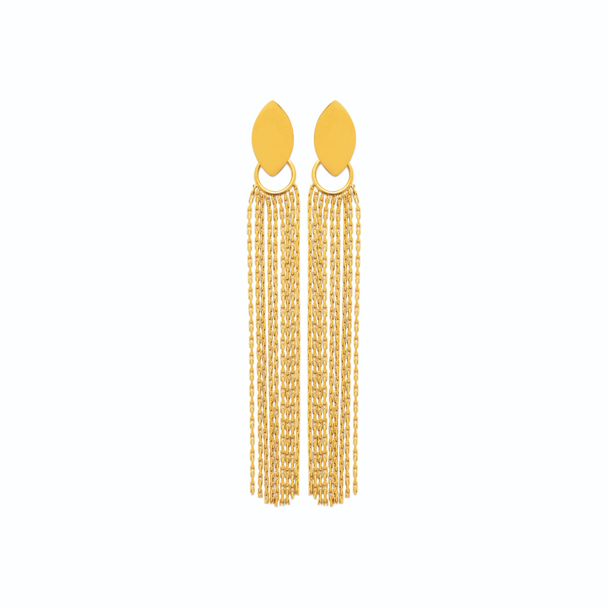 Boucles d’oreilles pendantes navette et franges de chaînes en acier PVD doré