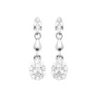 Boucles d’oreilles pendantes navette, goutte et fleur de zircons en argent 925 rhodié