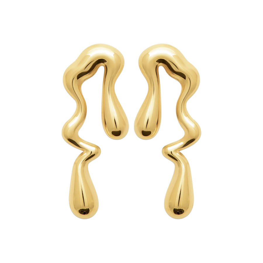 Boucles d’oreilles Pendantes "Entrelacs Infinis" en PVD Doré (Fermoir Papillon), vue de face