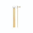 Boucles d’oreilles pendantes perle d’imitation et barres parallèles en acier PVD doré