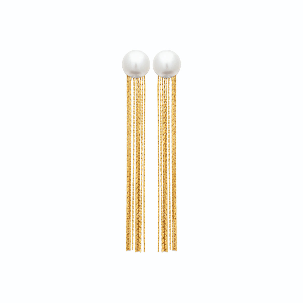 Boucles d’oreilles pendantes perle d’imitation et barres parallèles en acier PVD doré