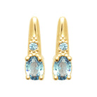 Boucles d’oreilles pendantes pierre ovale bleu ciel et zircon en plaqué or