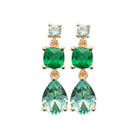 Boucles d’oreilles pendantes pierres vertes en plaqué or