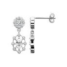 Boucles d’oreilles pendantes rosace et médaillon ajouré de zircons en argent 925 rhodié