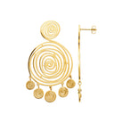 Boucles d’oreilles pendantes spirale et pampilles en acier PVD doré