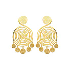 Boucles d’oreilles pendantes spirale et pampilles en acier PVD doré