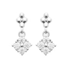 Boucles d’oreilles pendantes trio de billes et losange de zircons enfant en argent 925 rhodié