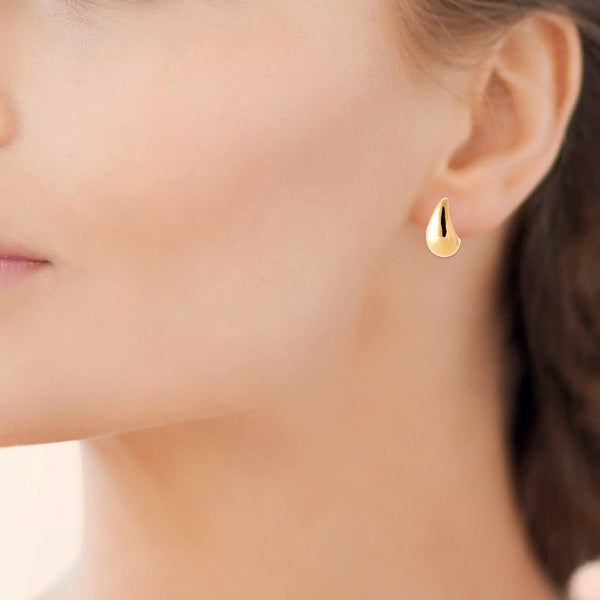 Boucles d’oreilles Puces Goutte d’Or 18 mm – Plaqué Or, autre vue