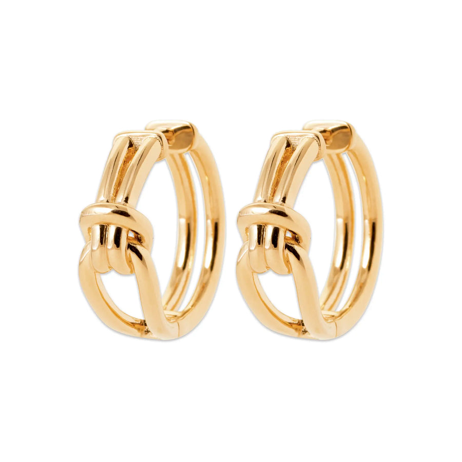 Boucles d’oreilles Créoles Nœud 22 mm – Plaqué Or, vue de face