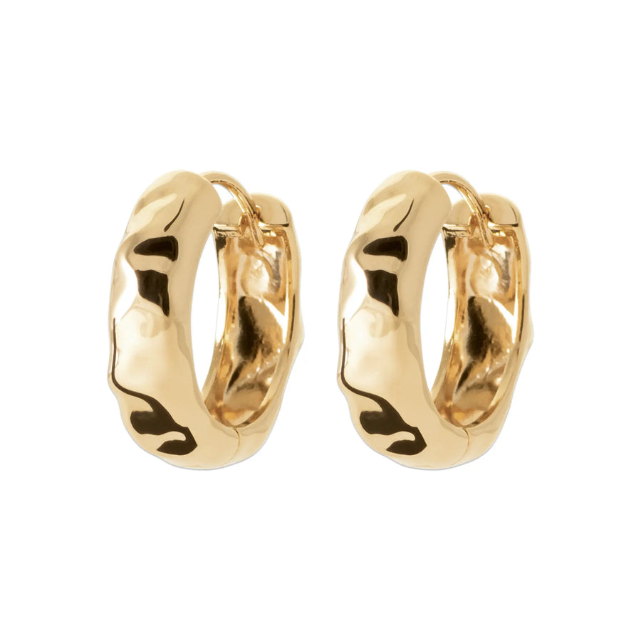 Boucles d’Oreilles Créoles – Plaqué Or 18 Carats – Finition Ondulée, vue de face
