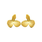 Boucles d’oreilles puces ailes de coquillage plissées en acier PVD doré
