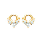 Boucles d’oreilles puces anneau et frange de zircons en plaqué or