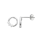 Boucles d’oreilles puces anneau ouvert et zircons en cascade en argent 925 rhodié