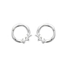 Boucles d’oreilles puces anneau ouvert et zircons en cascade en argent 925 rhodié
