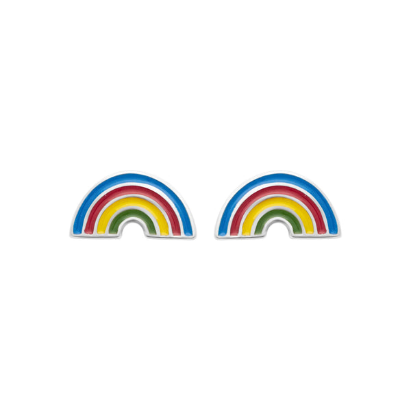 Boucles d’oreilles puces arc-en-ciel enfant en argent 925 rhodié