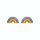 Boucles d’oreilles puces arc-en-ciel enfant en plaqué or