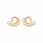 Boucles d’oreilles puces arc de zircons sertis clos en plaqué or