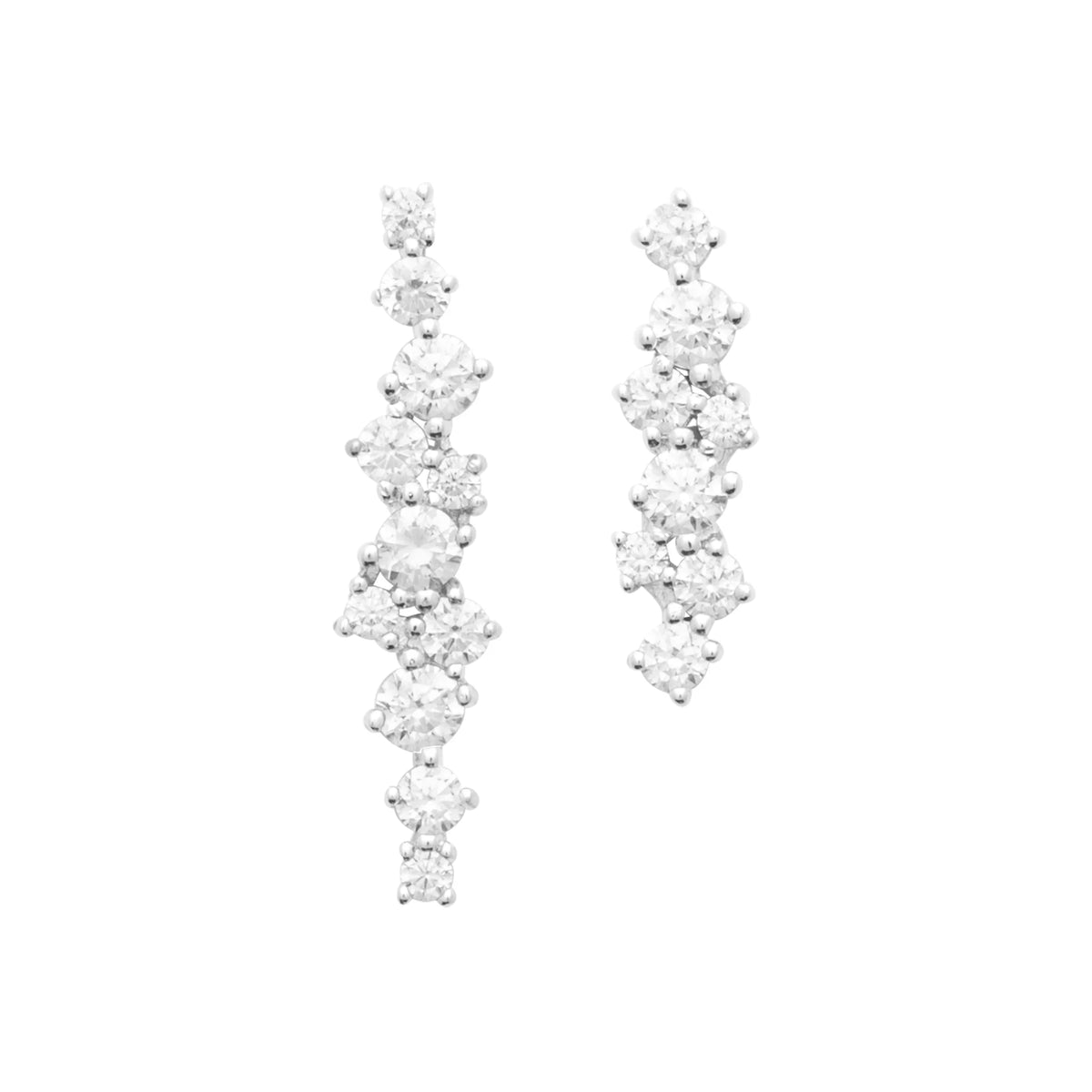 Boucles d’oreilles puces barrette pavée de zircons enfant en argent 925 rhodié