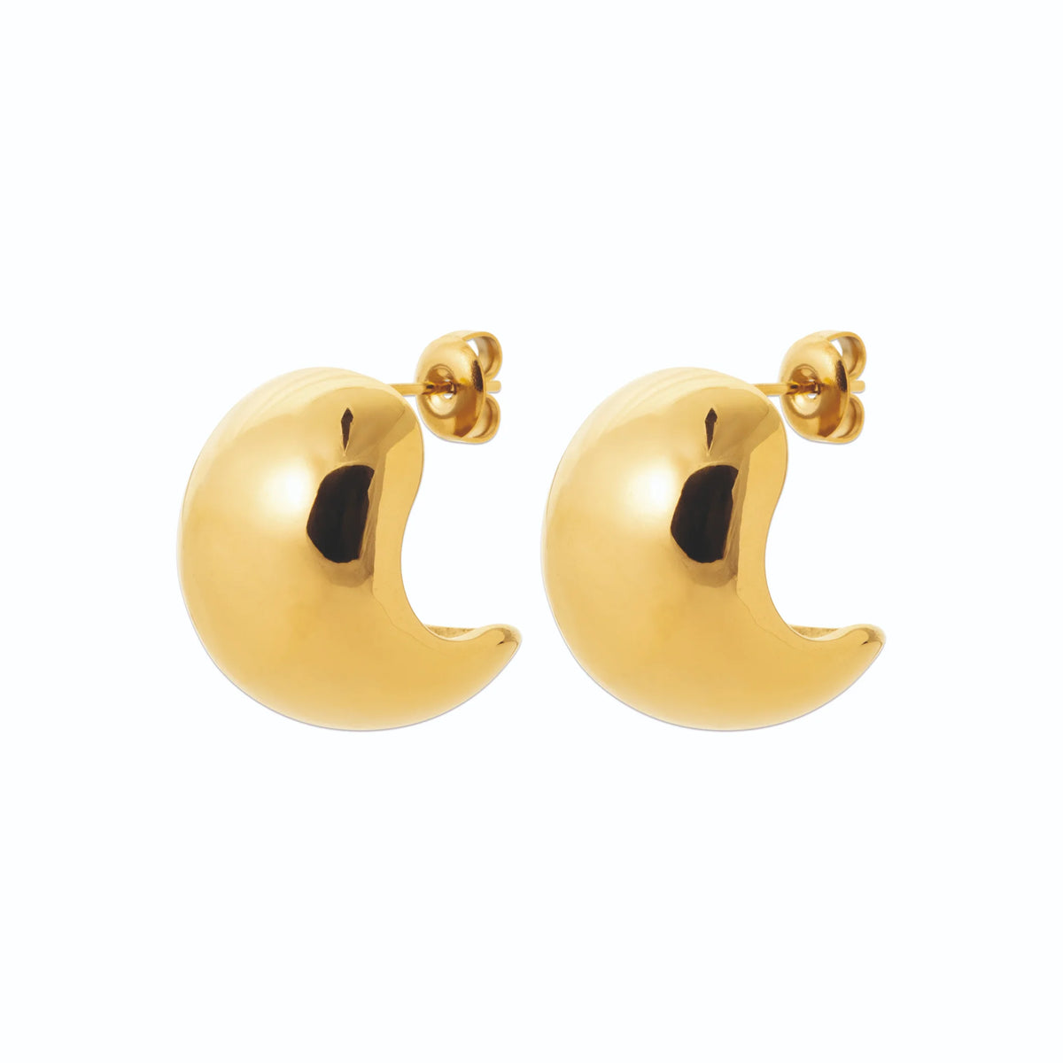 Boucles d’oreilles puces bombées en acier PVD doré