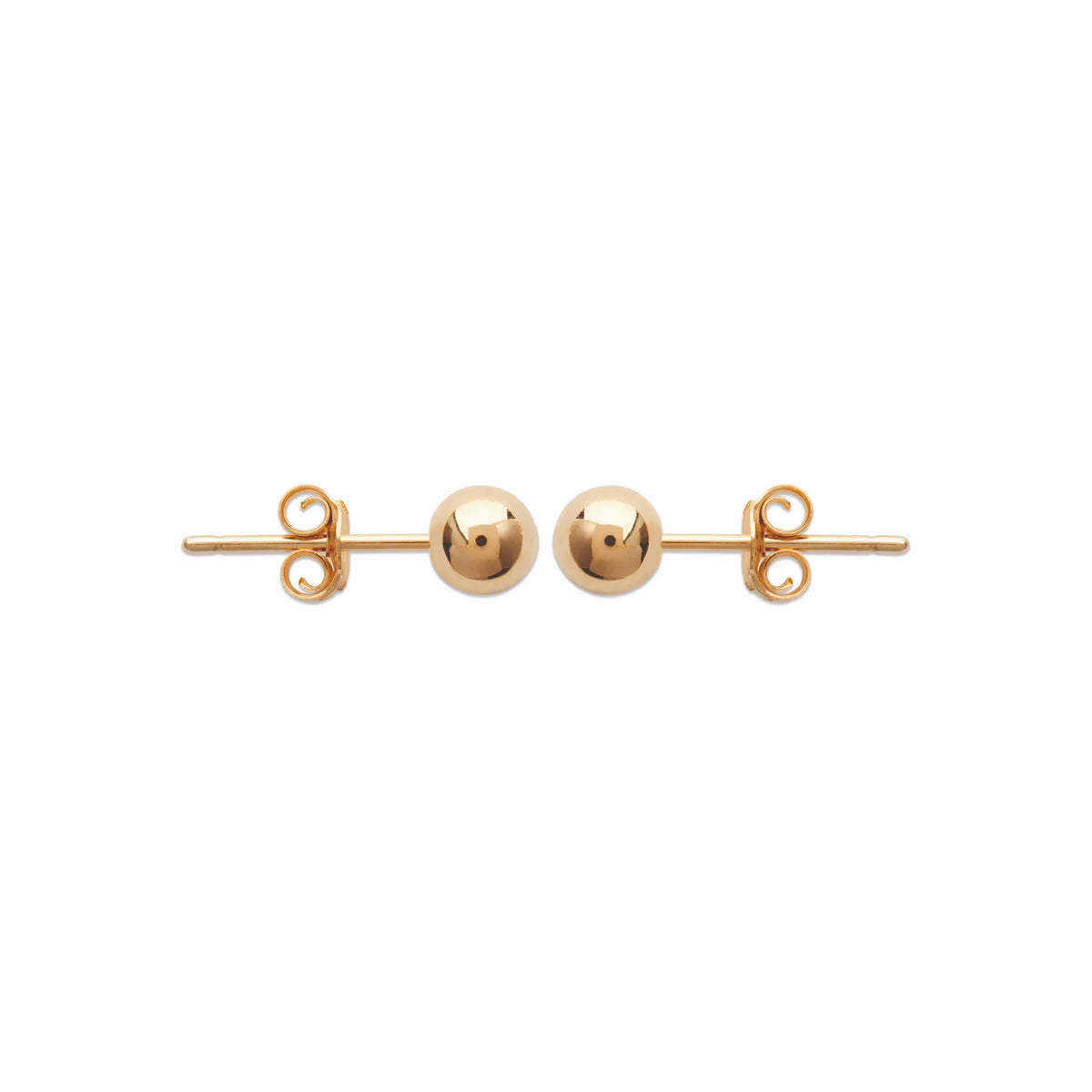 Boucles d’oreilles puces boule grande en plaqué or, vue de profil