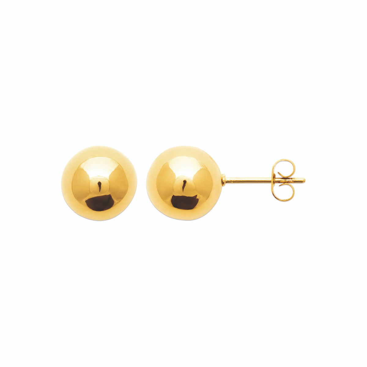 Boucles d’oreilles puces boule polie 10 mm en acier PVD doré