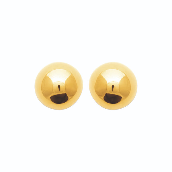 Boucles d’oreilles puces boule polie 10 mm en acier PVD doré
