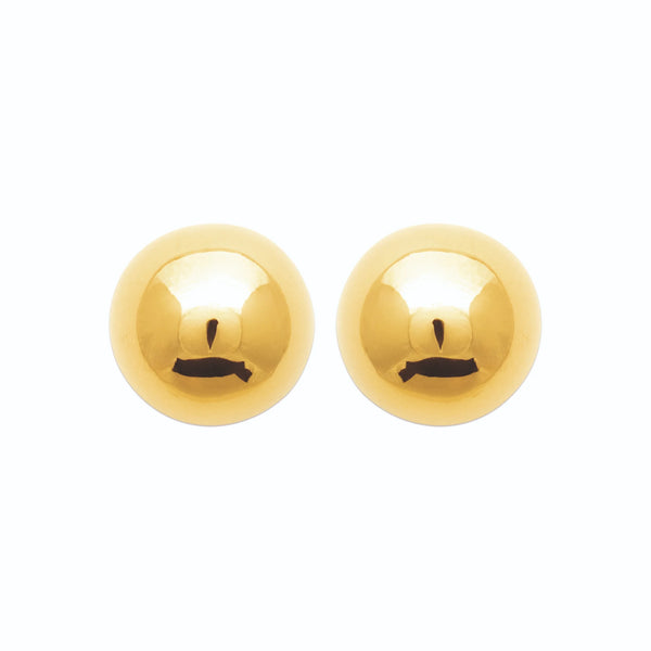 Boucles d’oreilles puces boule polie 12 mm en acier PVD doré